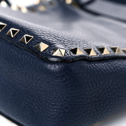 Valentino Garavani Pebbled Calfskin Mini Rockstud Flip-Lock Messenger Bag Marine 10 of 23