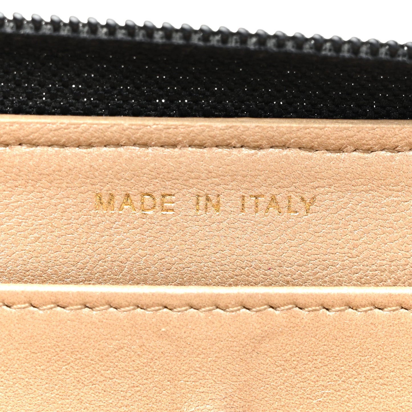 Lambskin Camellia Embossed Large Zip Around Gusset Wallet Black