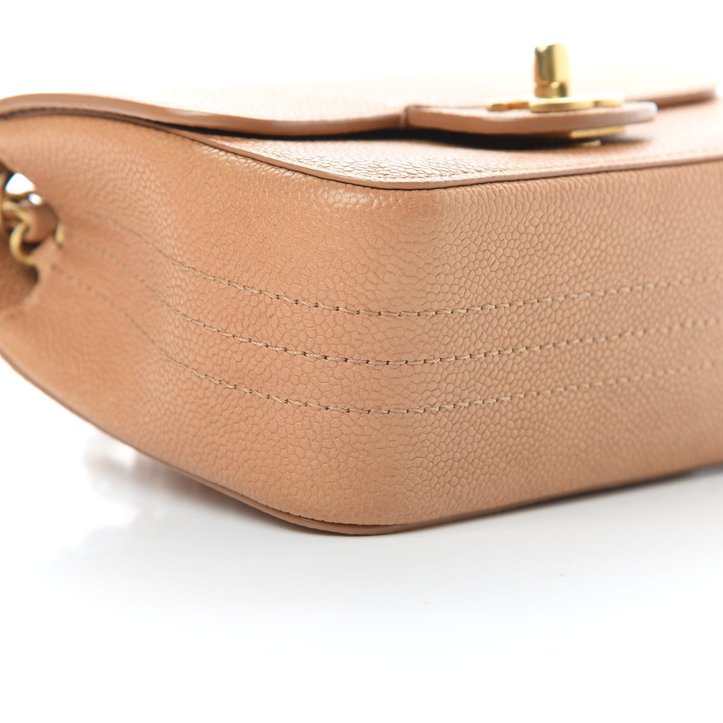 Grained Calfskin Mini Square Classic Pure Flap Brown