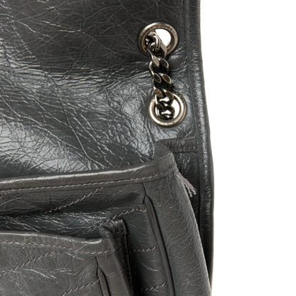 Saint Laurent Crinkled Calfskin Matelasse Monogram Medium Niki Chain Satchel Storm 12 of 12