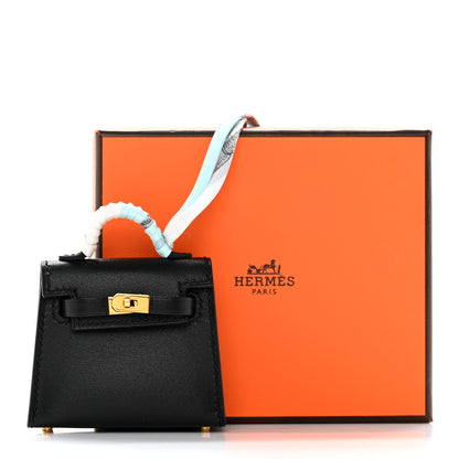 Hermes Tadelakt Mini Kelly Twilly Bag Charm Black 6 of 6
