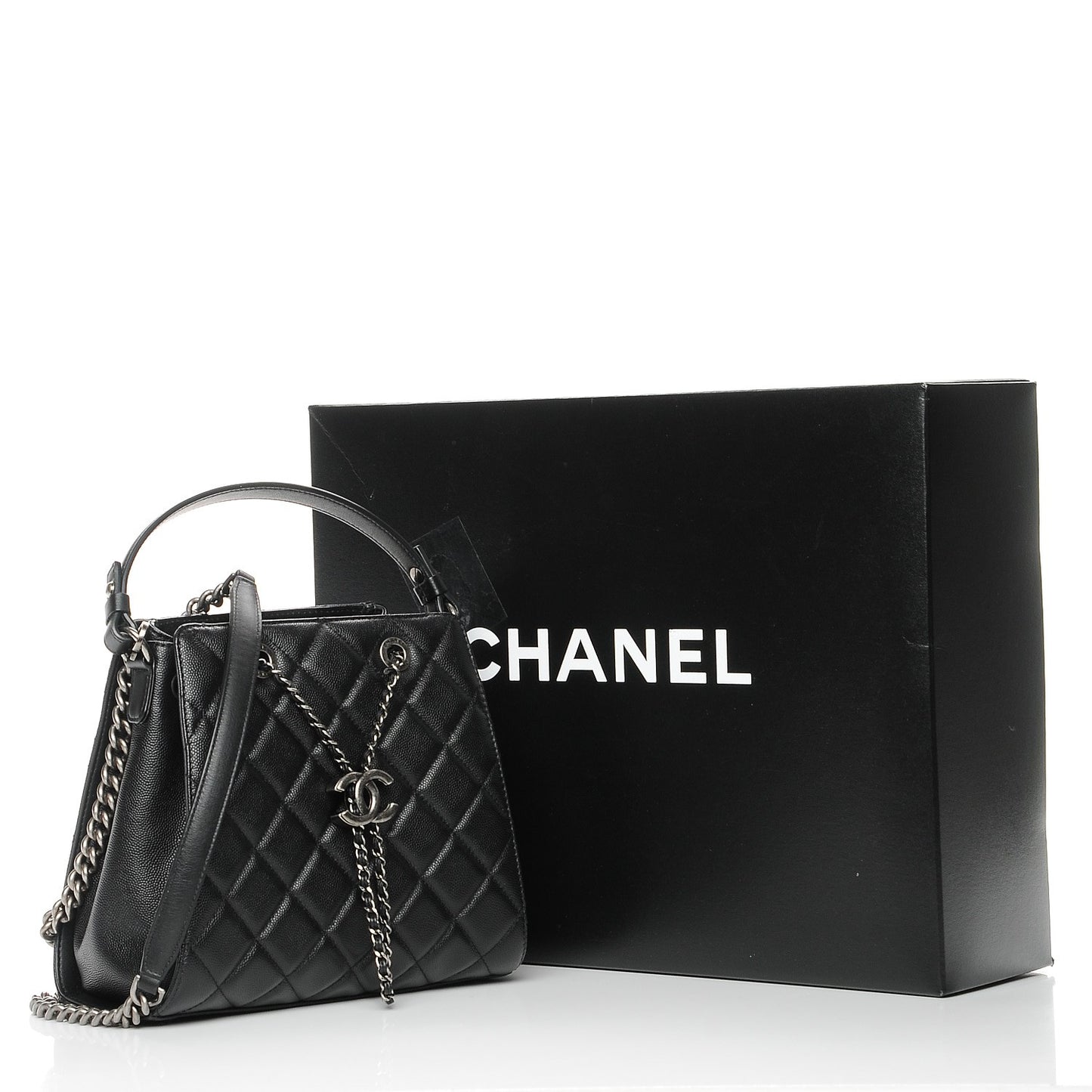 Caviar Quilted Small CC Bucket Bag Black