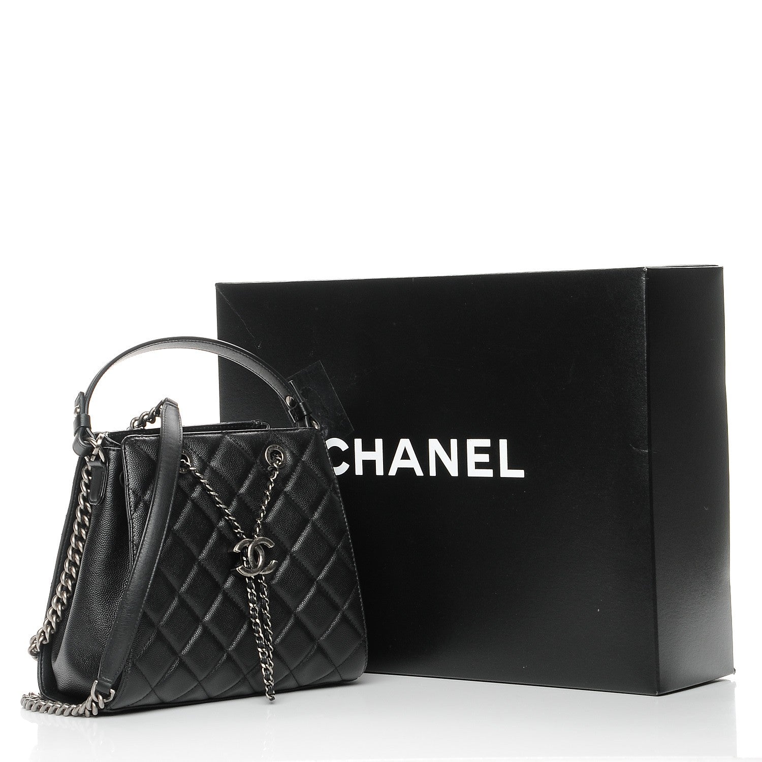 Chanel Caviar Quilted Small CC Bucket Bag Black 9 of 9