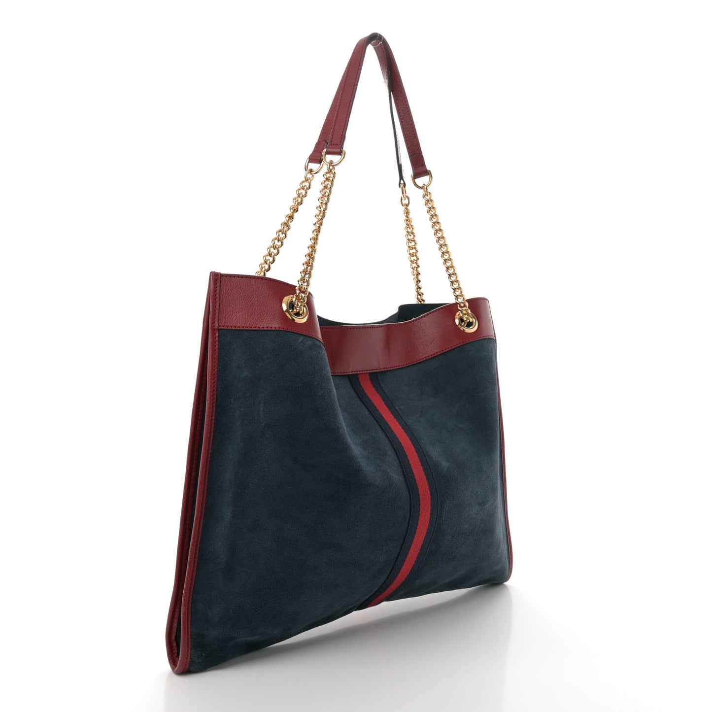 Suede Calfskin Large Rajah Chain Tote New Blue Romantic Cherry