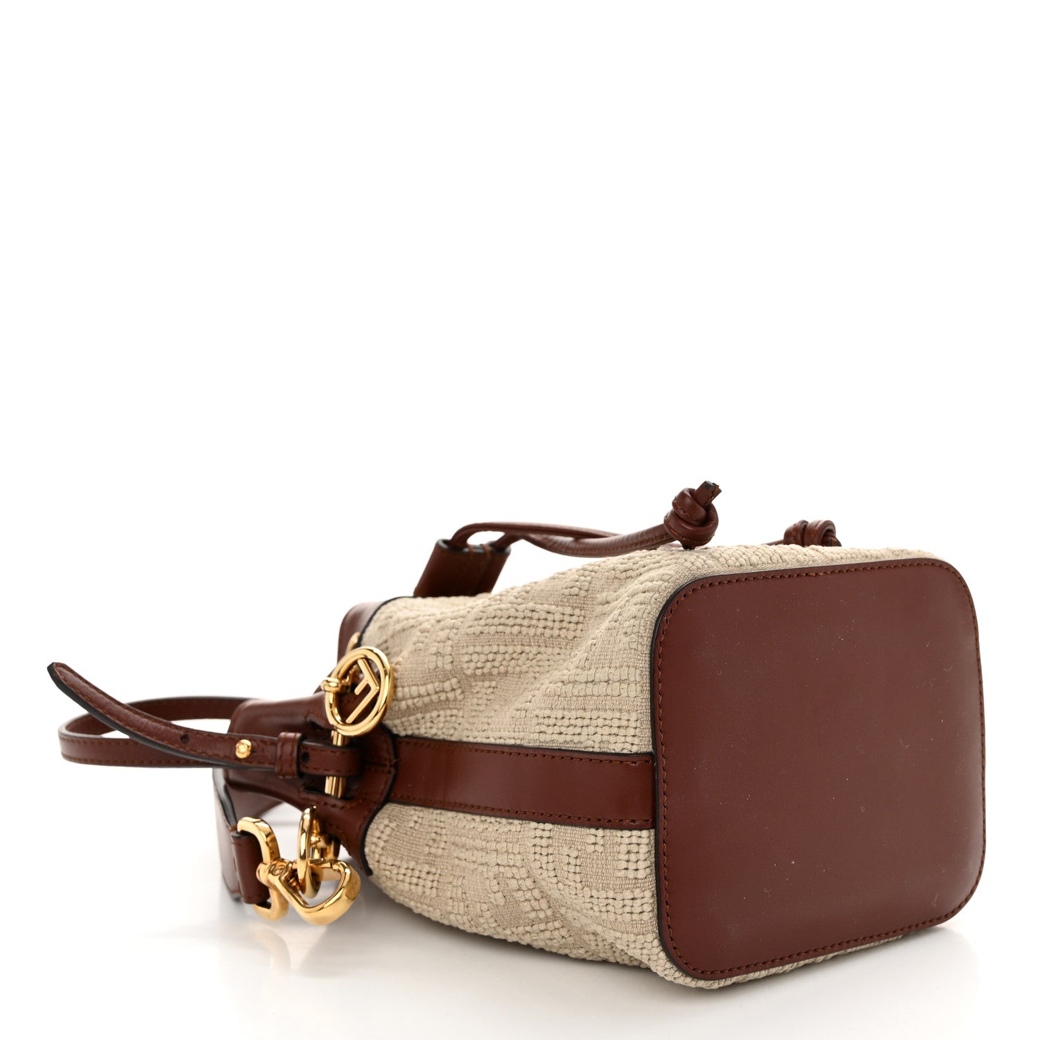 Fendi Sardinian Jacquard Vitello King F is Fendi FF 1974 Embroidered Mini Mon Tresor Bucket Bag Corda Praline 4 of 10