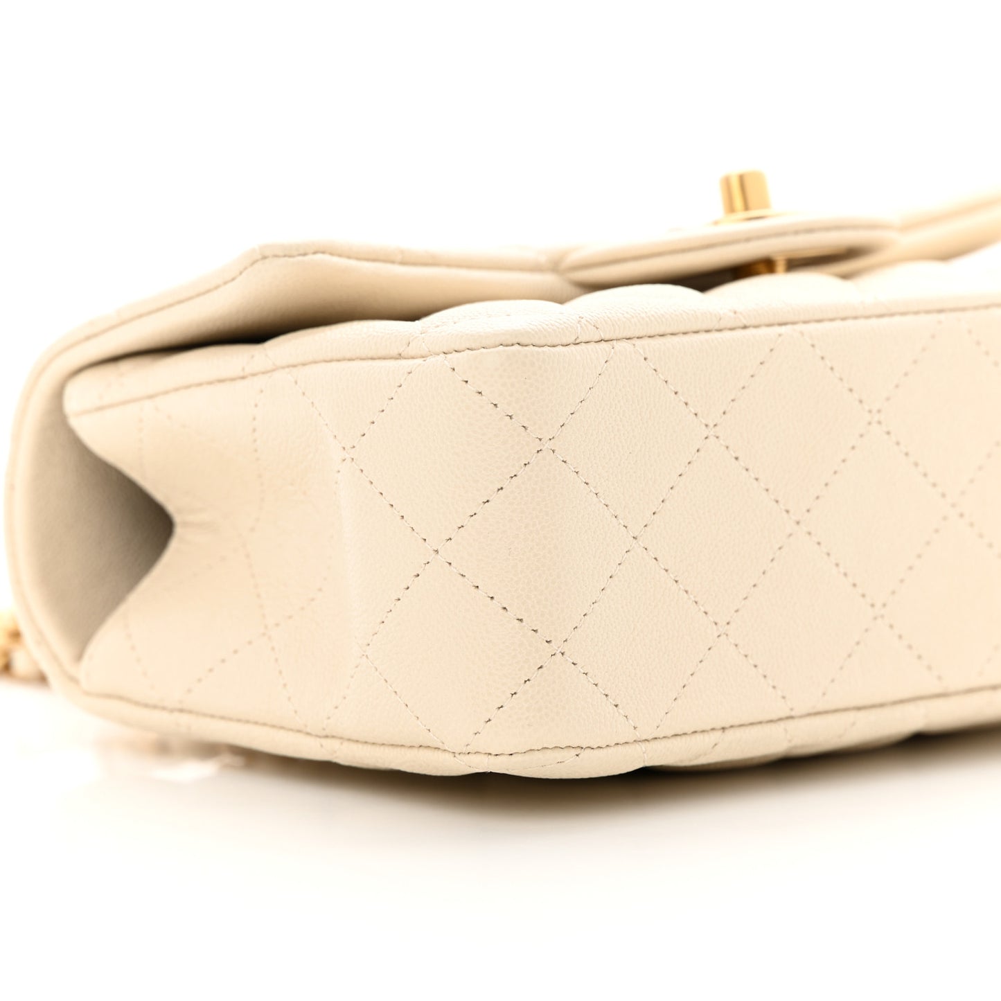 Caviar Quilted Mini Top Handle Rectangular Flap Beige
