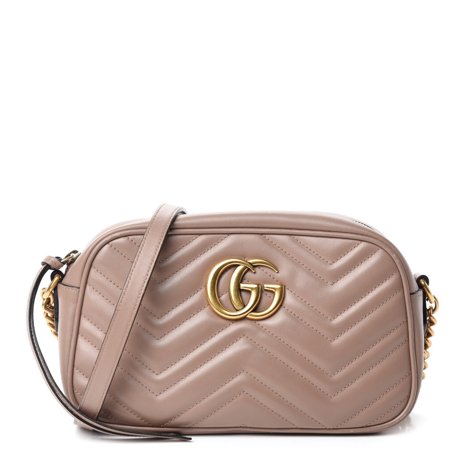Gucci Calfskin Matelasse Small GG Marmont Chain Shoulder Bag Porcelain Rose 1 of 13