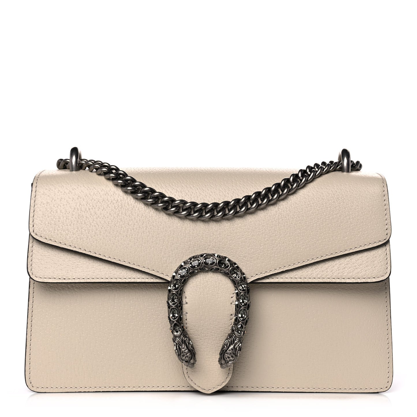 Textured Calfskin Crystal Small Dionysus Shoulder Bag Mystic White