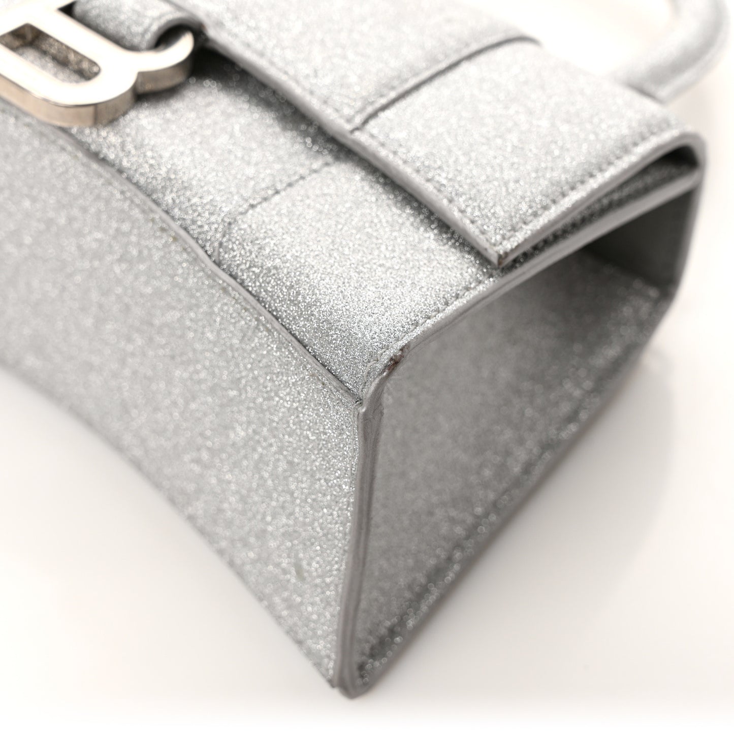 Sparkling Fabric Hourglass Top Handle Bag XS Silver