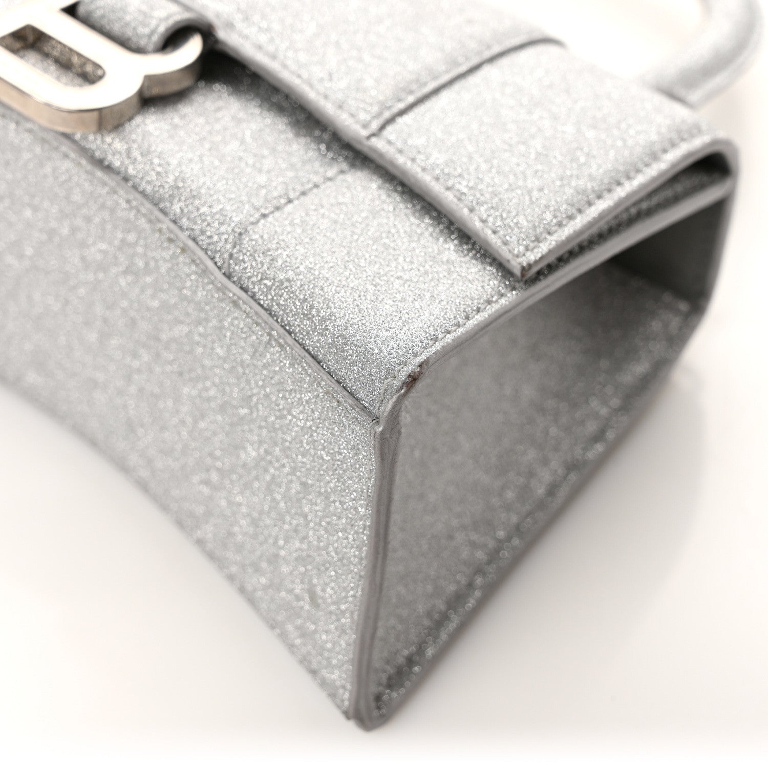 Balenciaga Sparkling Fabric Hourglass Top Handle Bag XS Silver 10 of 10