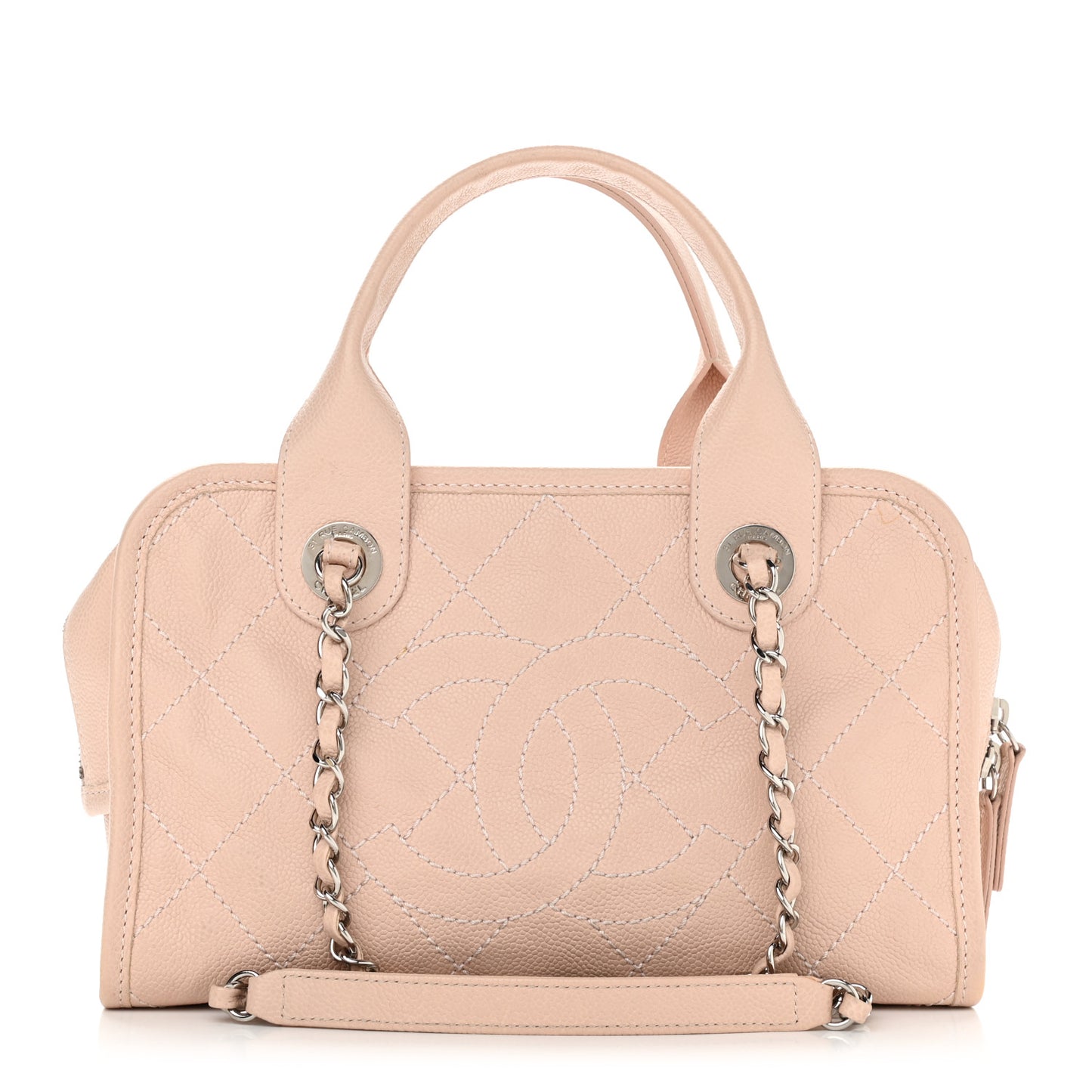 Caviar Quilted Small Deauville Bowling Bag Light Pink