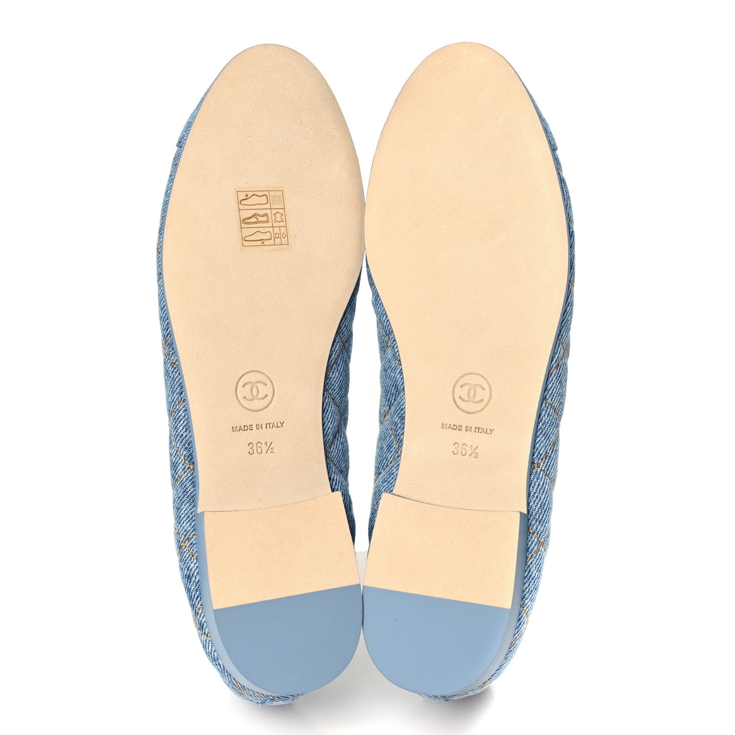 Chanel Denim Quilted CC Cap Toe Ballerina Flats 36.5 Light Blue 6 of 10