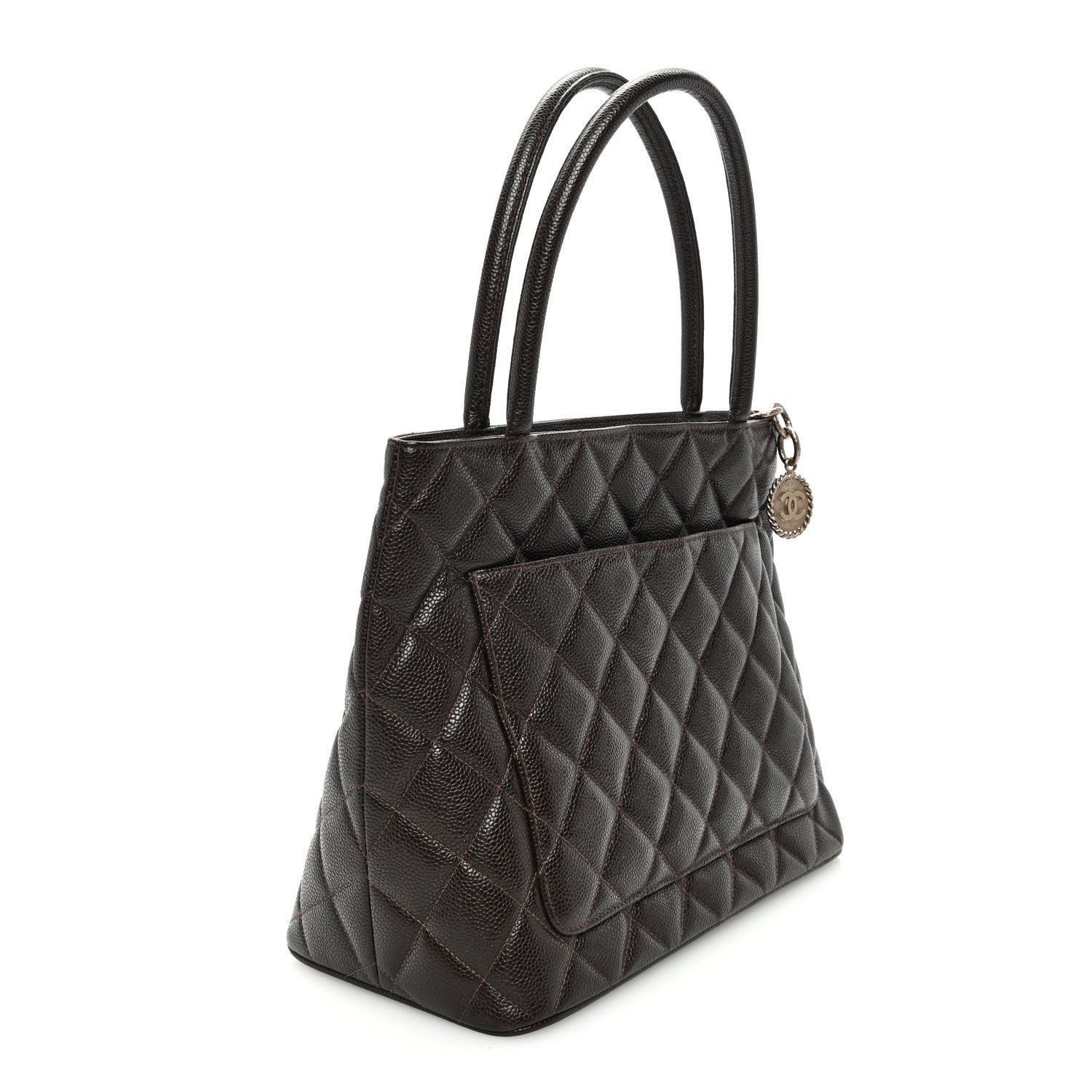 Chanel Caviar Quilted Medallion Tote Dark Brown 3 of 10