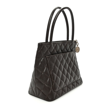 Chanel Caviar Quilted Medallion Tote Dark Brown 3 of 10