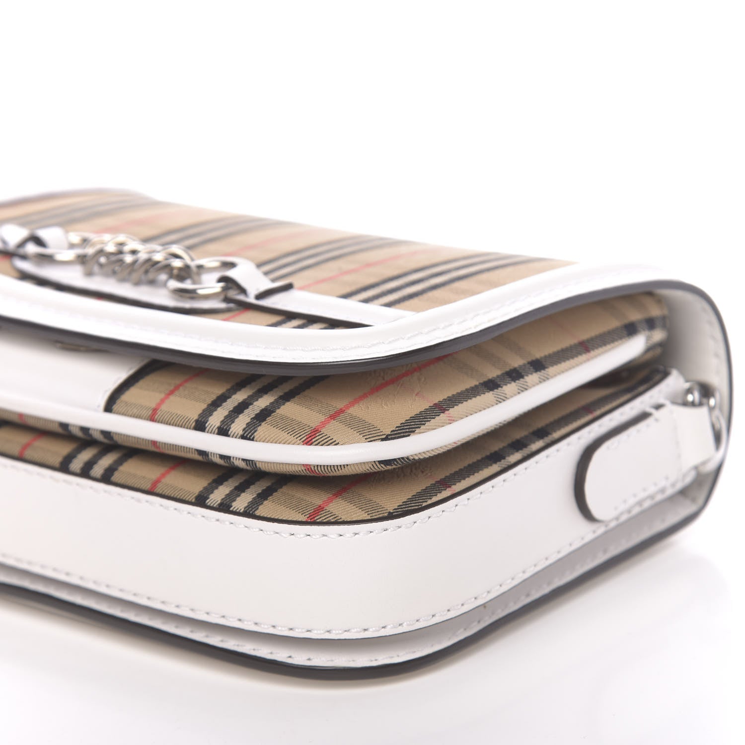 Burberry Smooth Calfskin 1983 Knight Check Link Shoulder Bag White 8 of 9