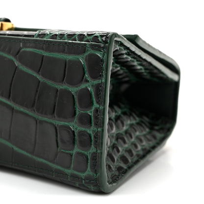 Balenciaga Shiny Calfskin Crocodile Embossed Hourglass Top Handle Bag XS Forest Green 9 of 9