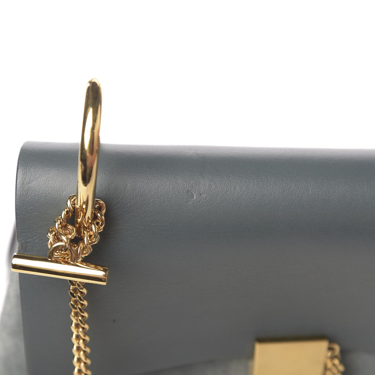 Suede Smooth Calfskin Drew Shoulder Bag Cloudy Blue