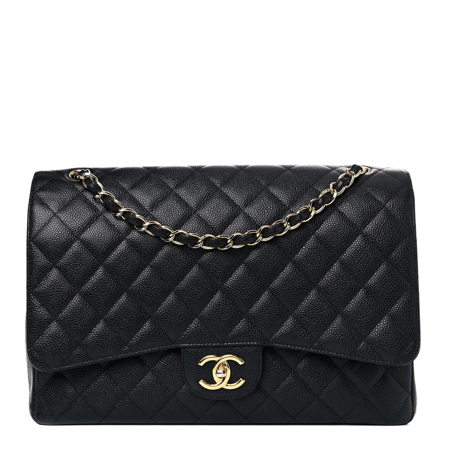 Caviar Quilted Maxi Double Flap Black