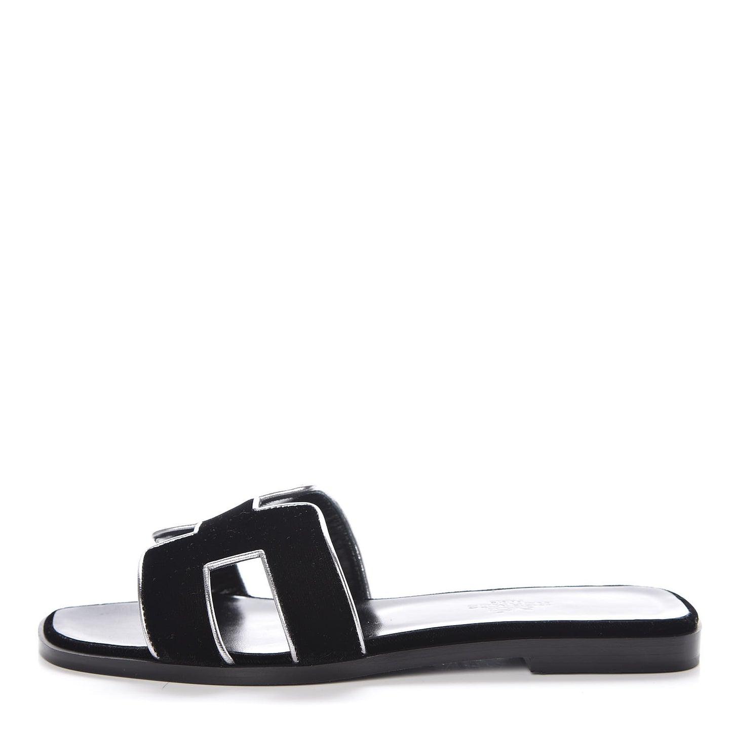 Velvet Nappa Oran Sandals 36 Black Argent Vieilli