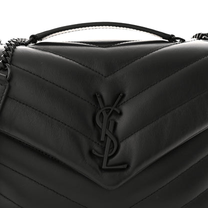 Saint Laurent Calfskin Y Quilted Monogram Monochrome Small Loulou Chain Satchel Black 9 of 13