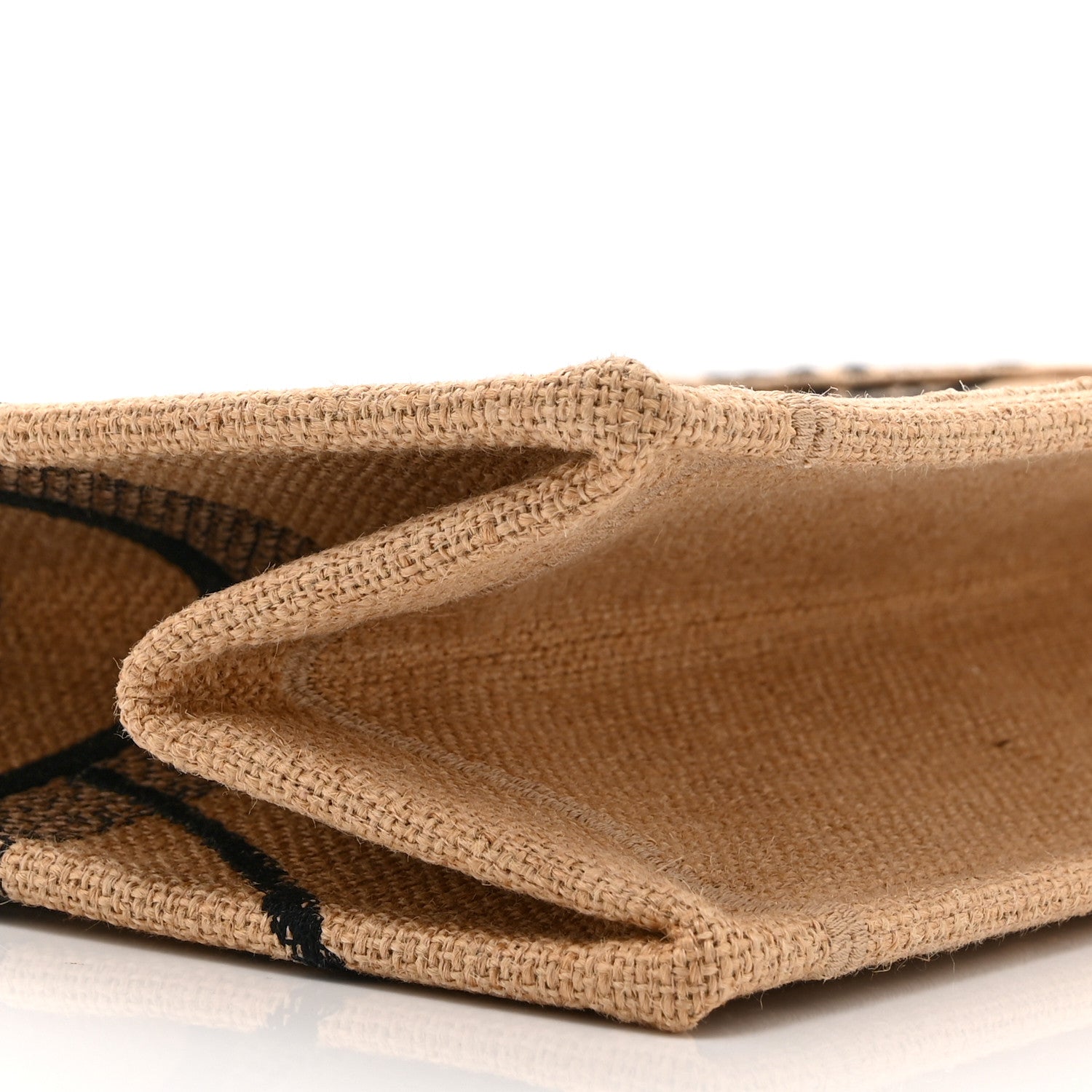 Christian Dior Canvas Jute Embroidered Medium Book Tote Black Beige 9 of 10