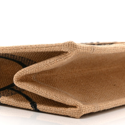 Christian Dior Canvas Jute Embroidered Medium Book Tote Black Beige 9 of 10