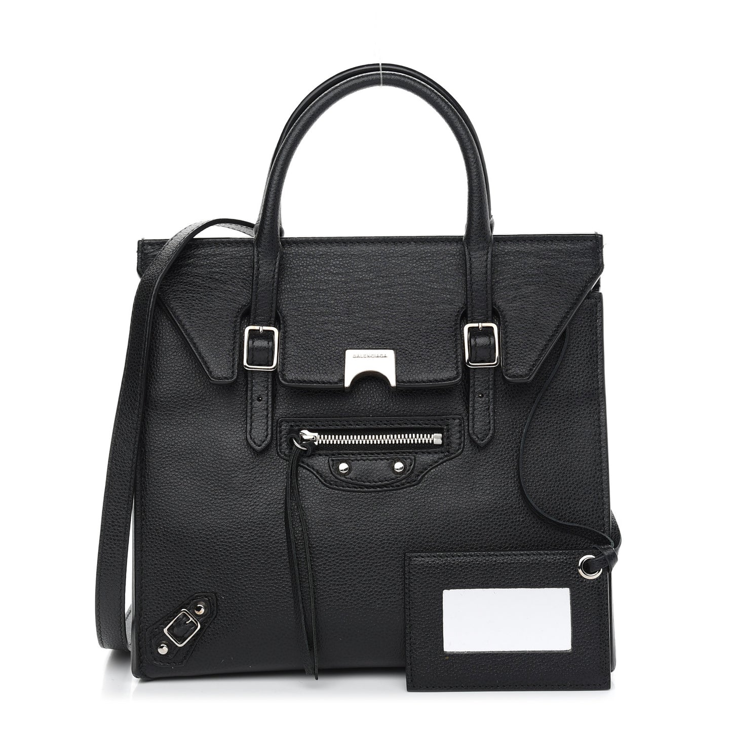 Grained Calfskin Papier Mini Flap Tote Black