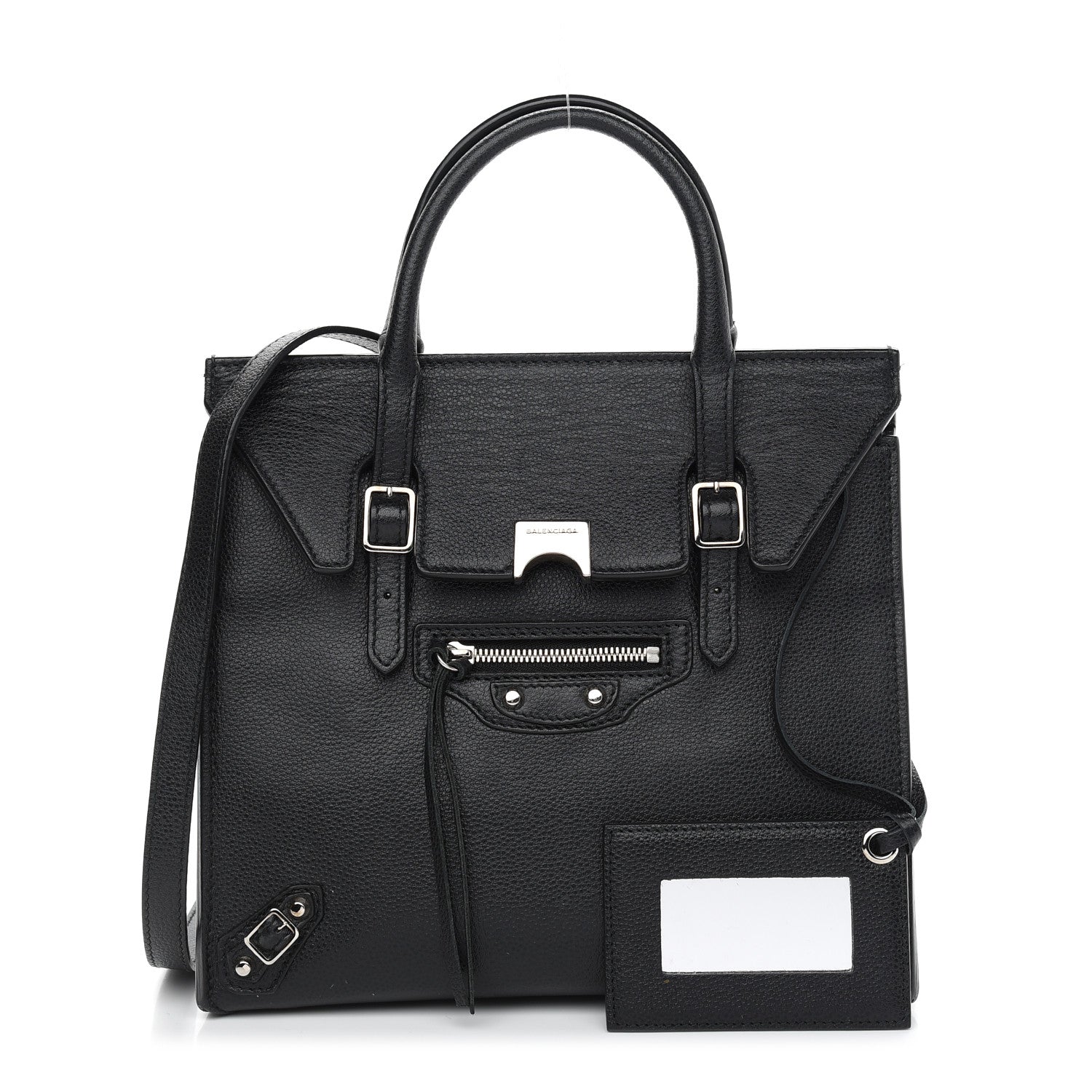 Balenciaga Grained Calfskin Papier Mini Flap Tote Black 1 of 9