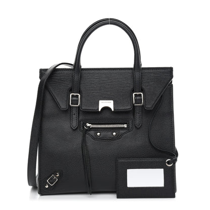Balenciaga Grained Calfskin Papier Mini Flap Tote Black 1 of 9