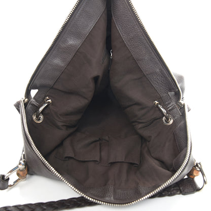 Gucci Pebbled Calfskin Large Bamboo Bar Tassel Shoulder Bag Dark Brown 4 of 10