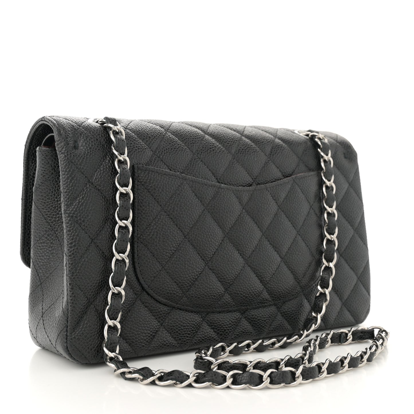 Caviar Quilted Medium Double Flap Black