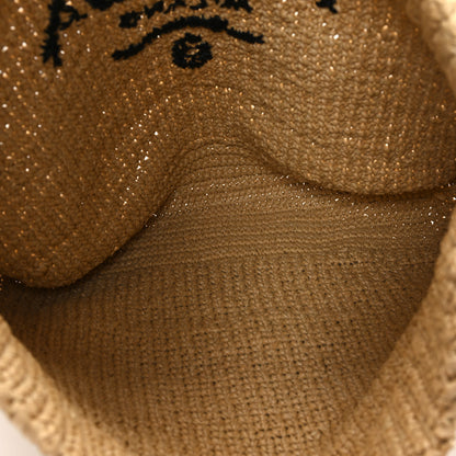 Prada Yarn Raffia Effect Crochet Embroidered Logo Tote Naturale 5 of 11