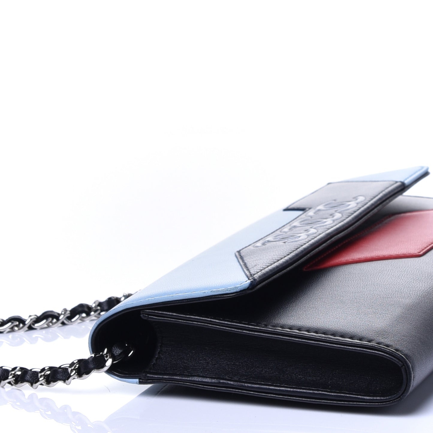 Lambskin Airlines Wallet On Chain WOC Blue Black Red