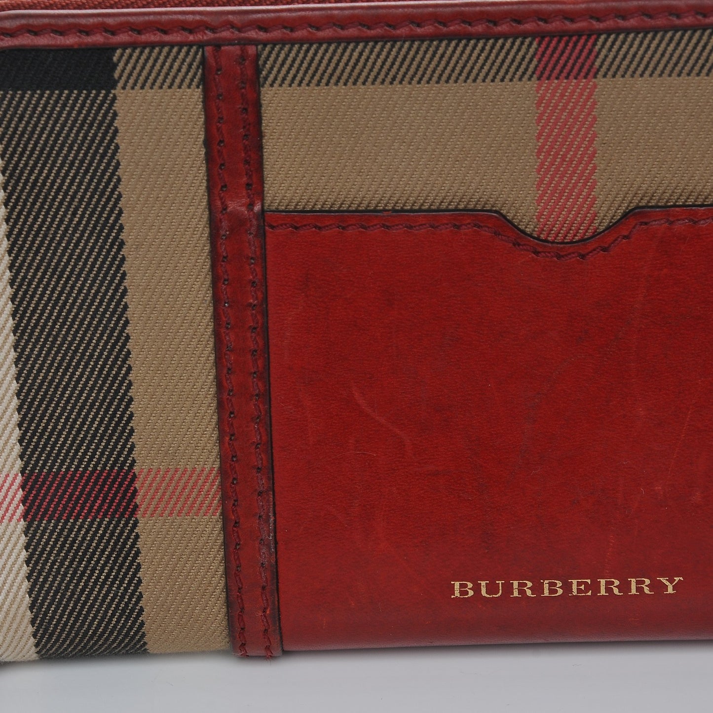 House Check Large Sartorial Ziggy Zip Around Wallet Military Red