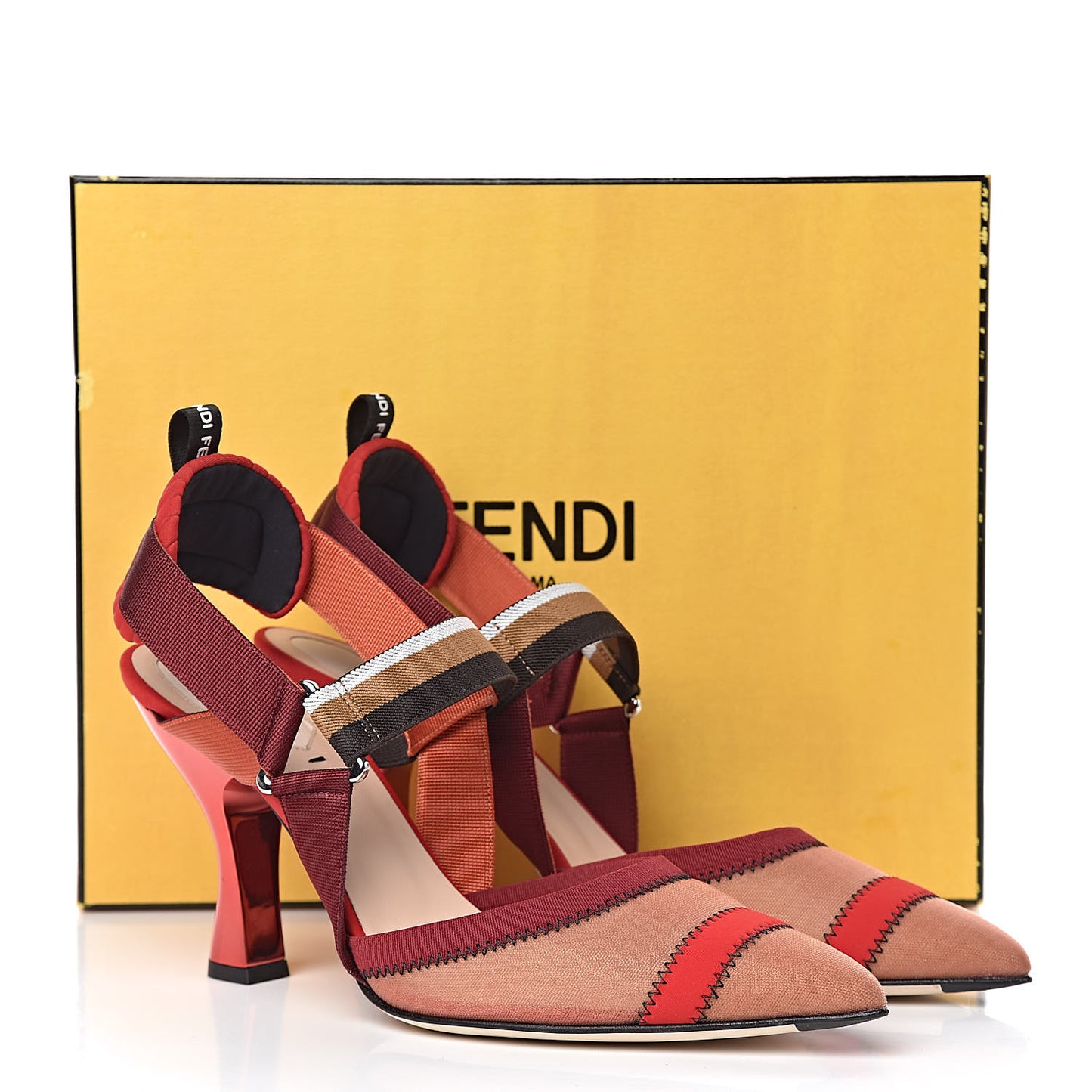 Technical Mesh Colibri 85mm Slingback Pumps 41 Fragola Mou Fango Ruggine