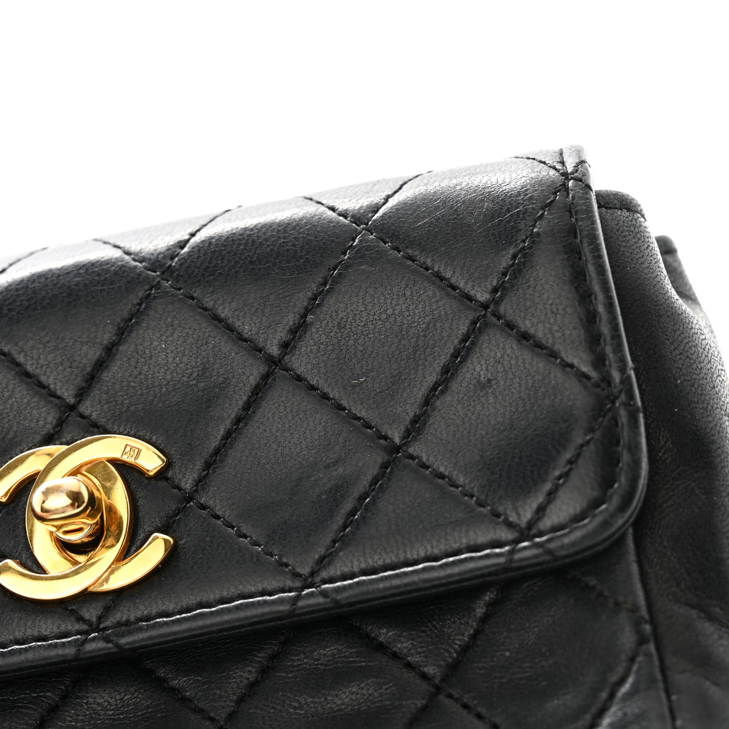 Lambskin Quilted Extra Mini Flap Black