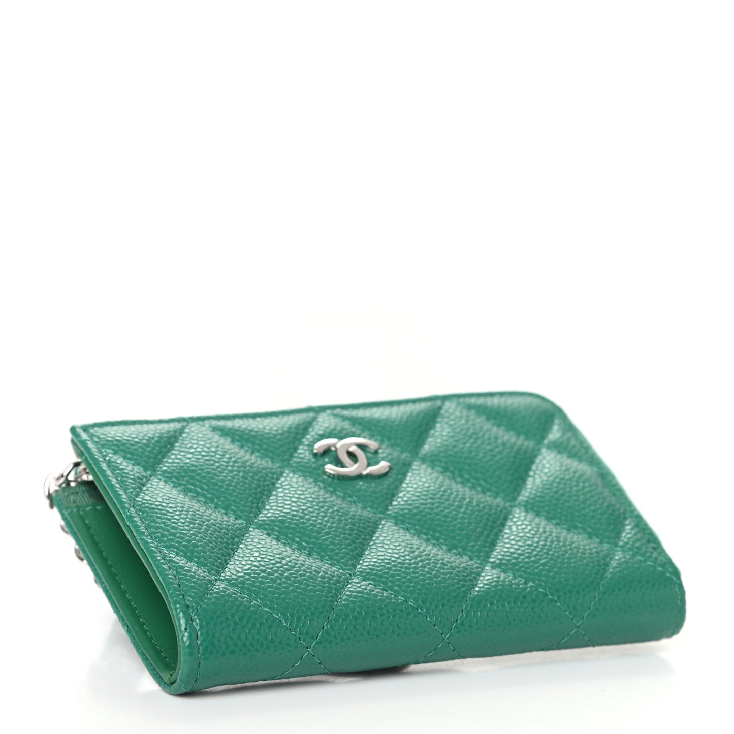 Caviar Quilted Zipped Key Holder Case Green