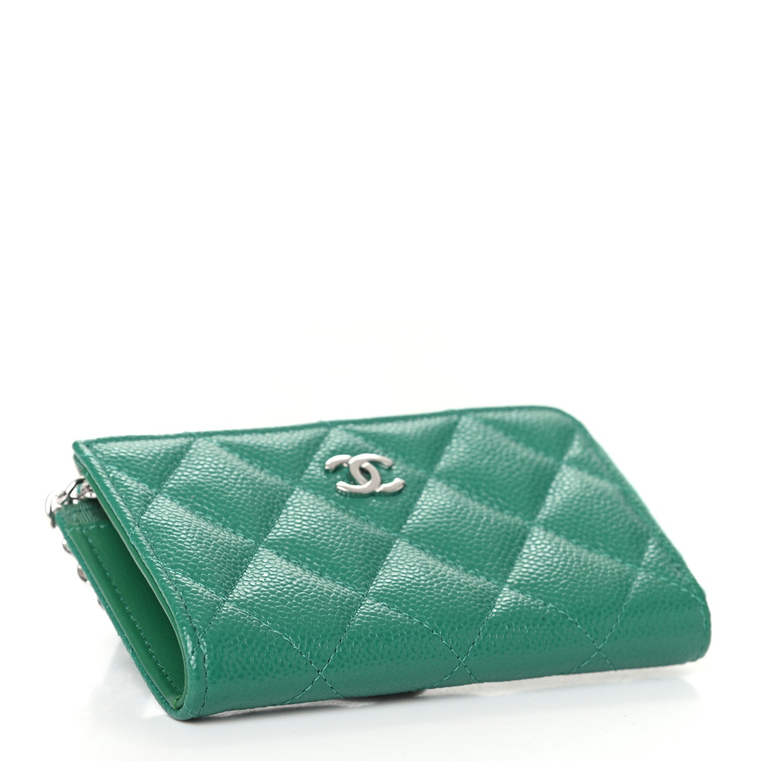 Chanel Caviar Quilted Zipped Key Holder Case Green 4 of 7