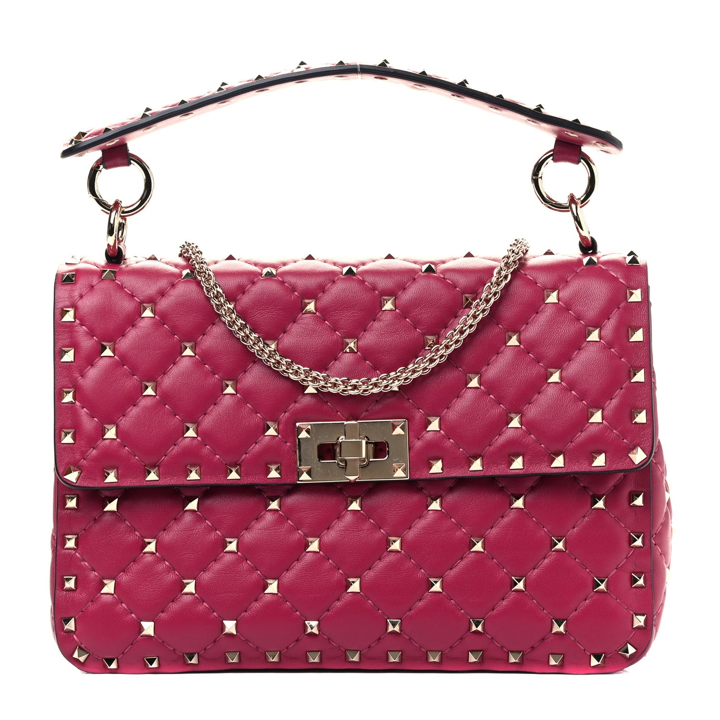 Nappa Medium Rockstud Spike Shoulder Bag Camelia