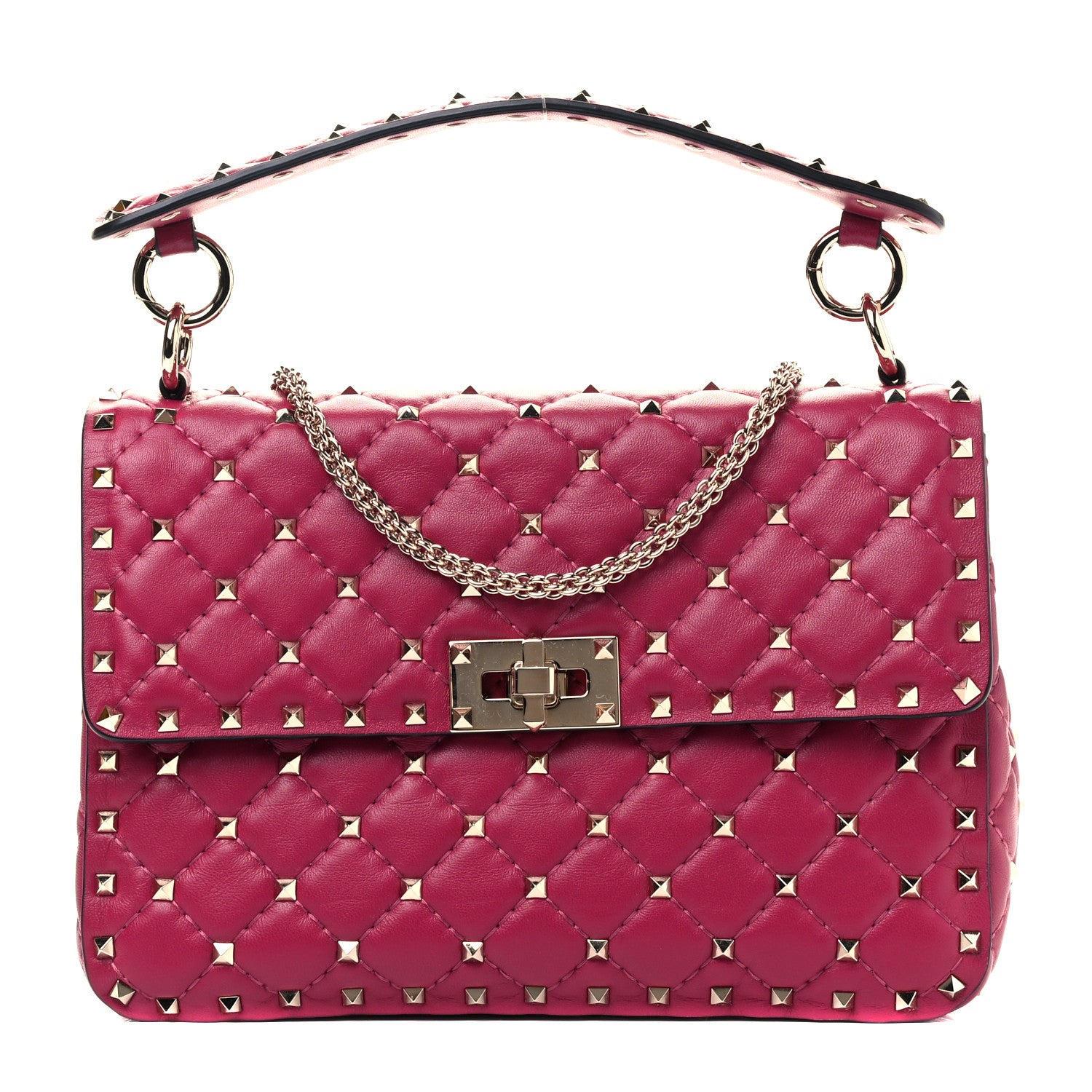 Valentino Garavani Nappa Medium Rockstud Spike Shoulder Bag Camelia 1 of 4