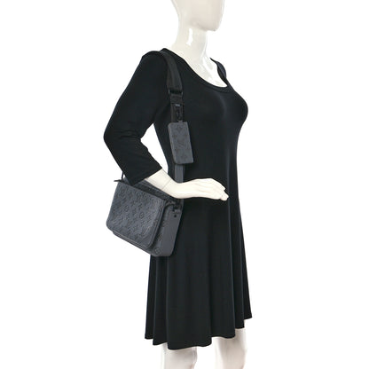 Louis Vuitton Calfskin Monogram Shadow Trio Messenger Anthracite Gray 2 of 11