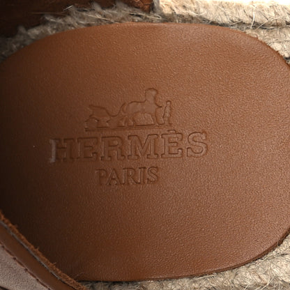 Hermes Denim Calfskin Tipoli Espadrille Wedge Sandals 38 Bleu Clair Naturel 8 of 8