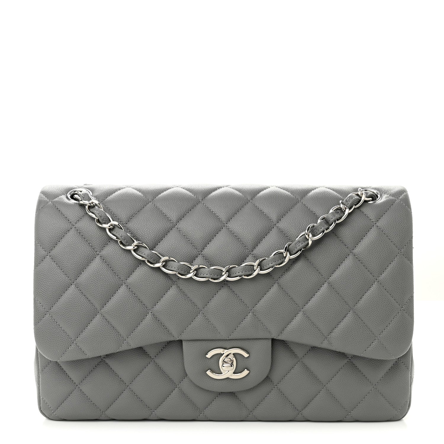 Chanel Caviar Quilted Jumbo Double Flap Grey 1 of 10