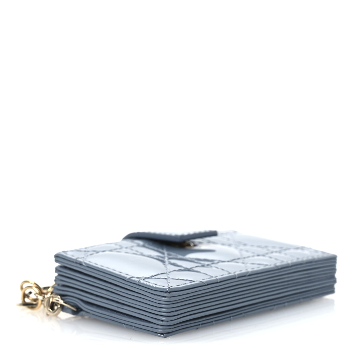 Patent Cannage Lady Dior 5 Gusset Jasmine Card Holder Cloud Blue
