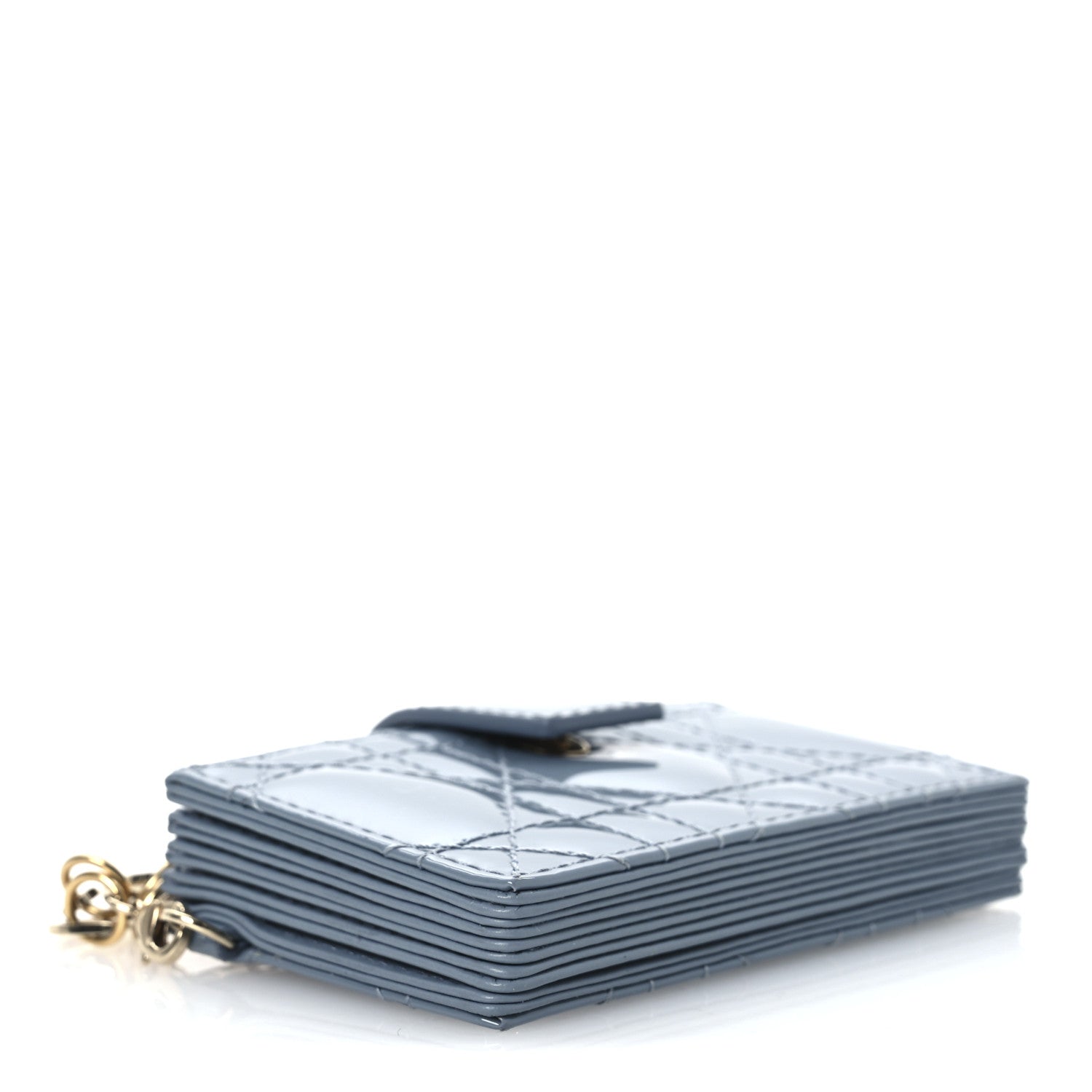 Christian Dior Patent Cannage Lady Dior 5 Gusset Jasmine Card Holder Cloud Blue 4 of 7