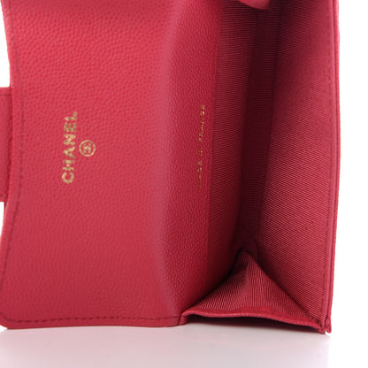 Chanel Caviar Quilted Flap Card Holder Wallet Dark Pink 5 of 9