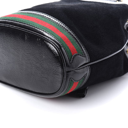 Gucci Suede Patent Web Small Ophidia Bucket Bag Black 9 of 9