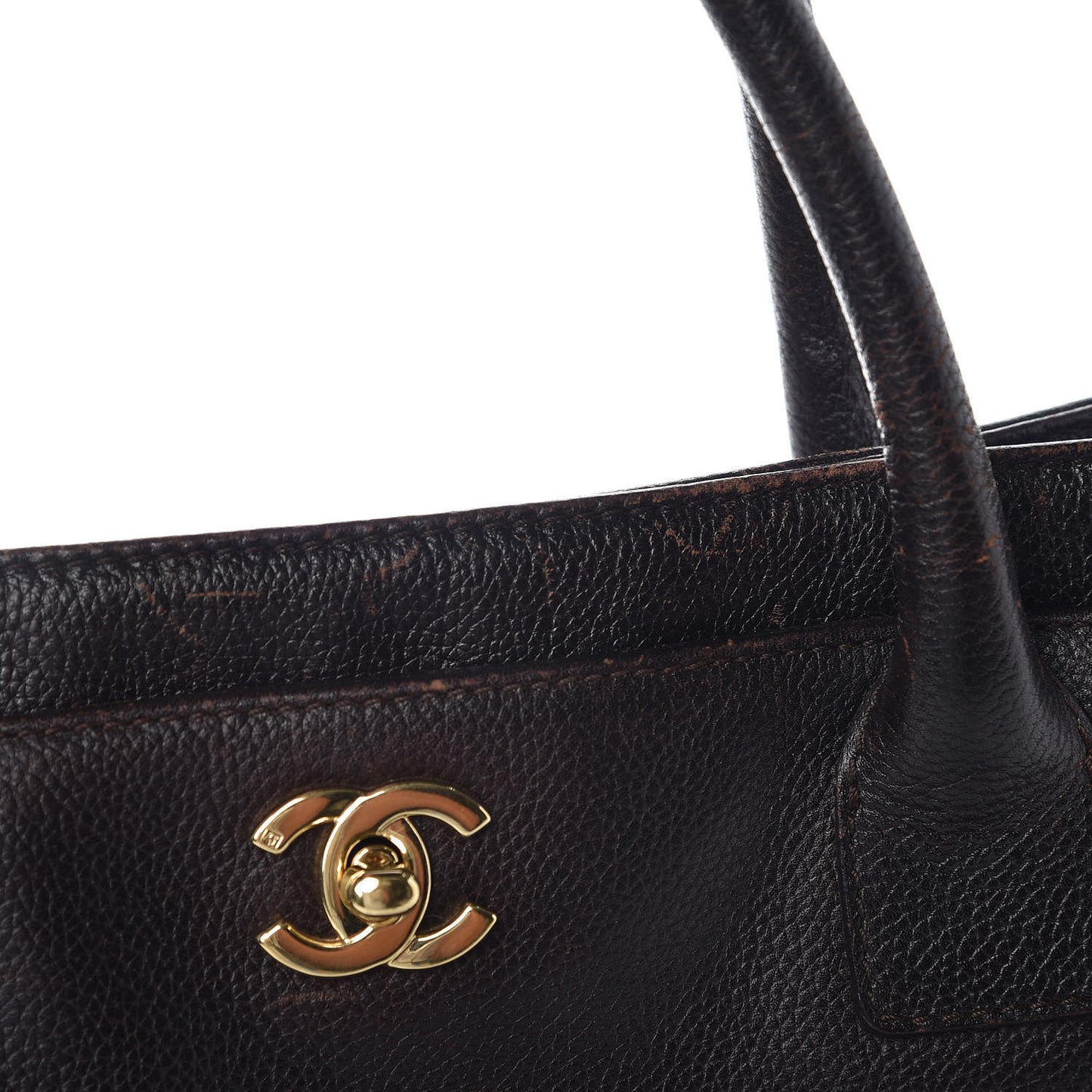 Calfskin Cerf Executive Shopper Tote Dark Brown