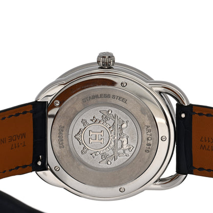 Hermes Stainless Steel Alligator 40mm Arceau Quartz Watch Bleu Abysse 4 of 5