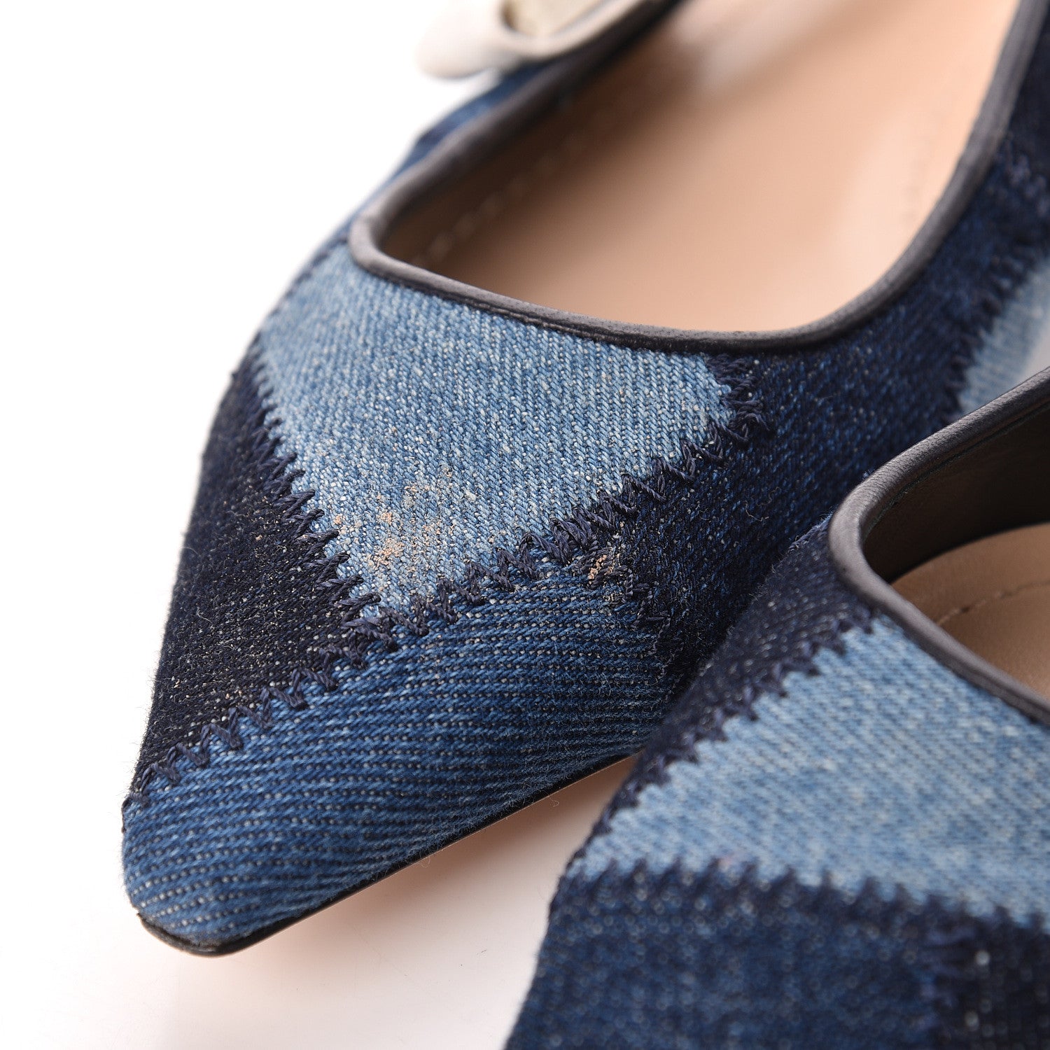 Christian Dior Denim Ribbon Patchwork J'Adior Slingback Ballet Flats 36 Deep Blue 8 of 9